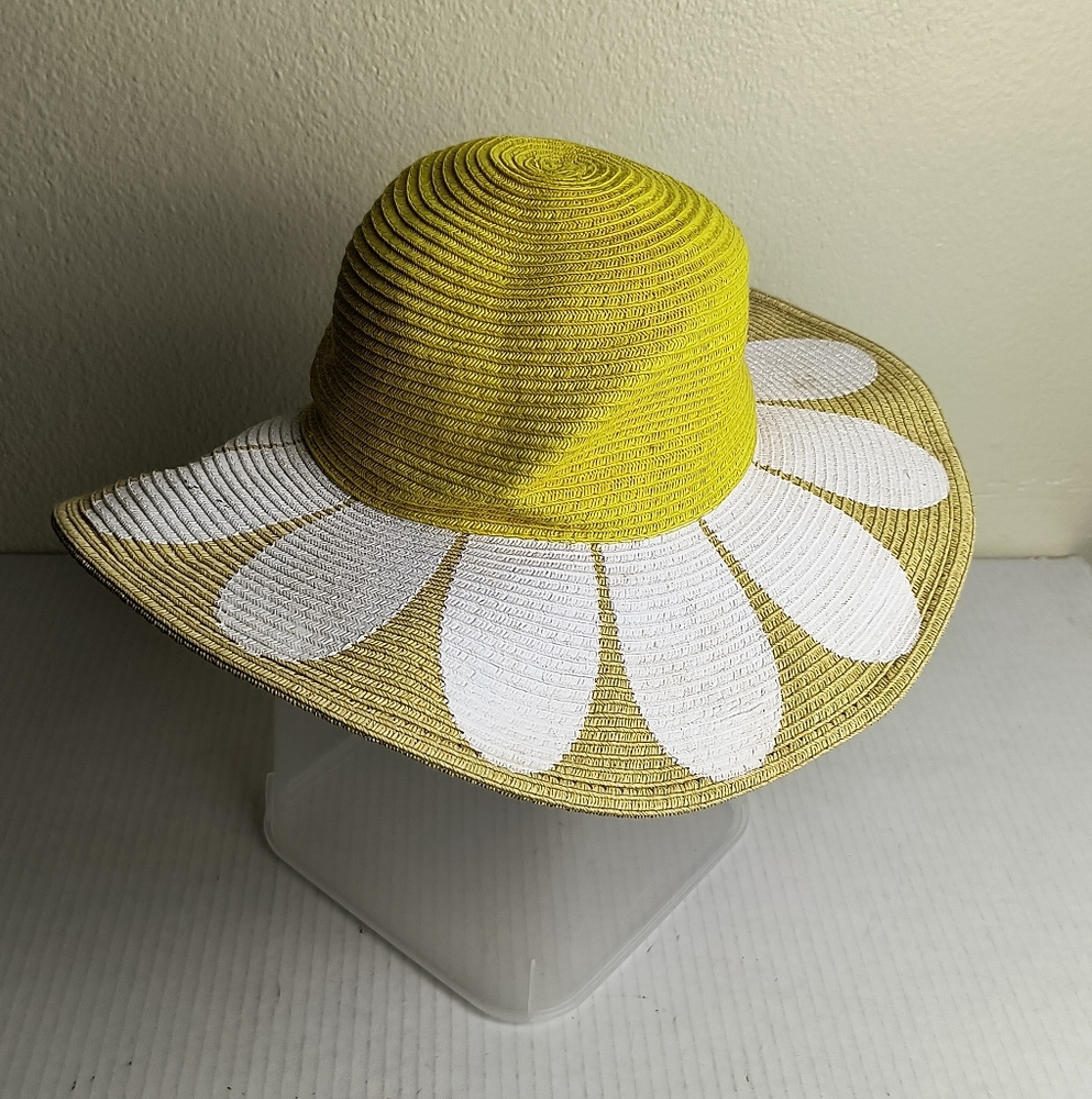 San Diego Hat Company Yellow and White Daisy Sun Paper Straw Hat Kids 5-7 - Picture 3 of 9